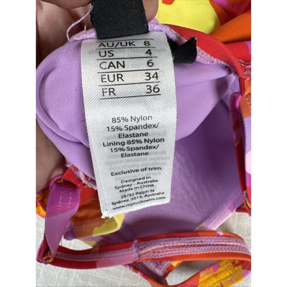 Nip Tuck Mauve Poppies Joanne Twist Front Design Tummy Control Swimsuit Sz 4 - Picture 7 of 11